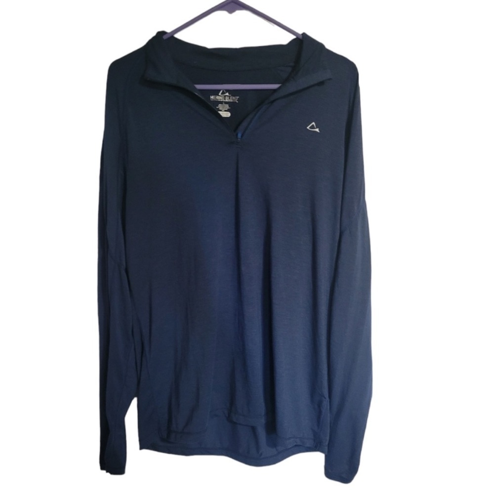 ❤️Paradox - Navy Merino Blend Quarter Zip Pullover - L